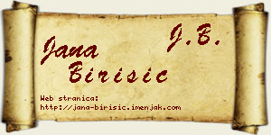 Jana Birišić vizit kartica